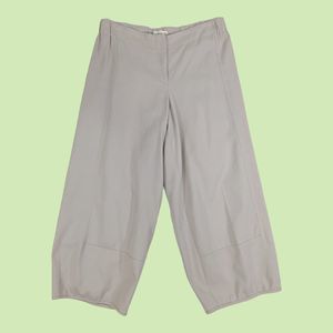 LUUKAA‎ Women's Cropped Wide Leg Pants Boho Lagenlook 8 Stone Beige